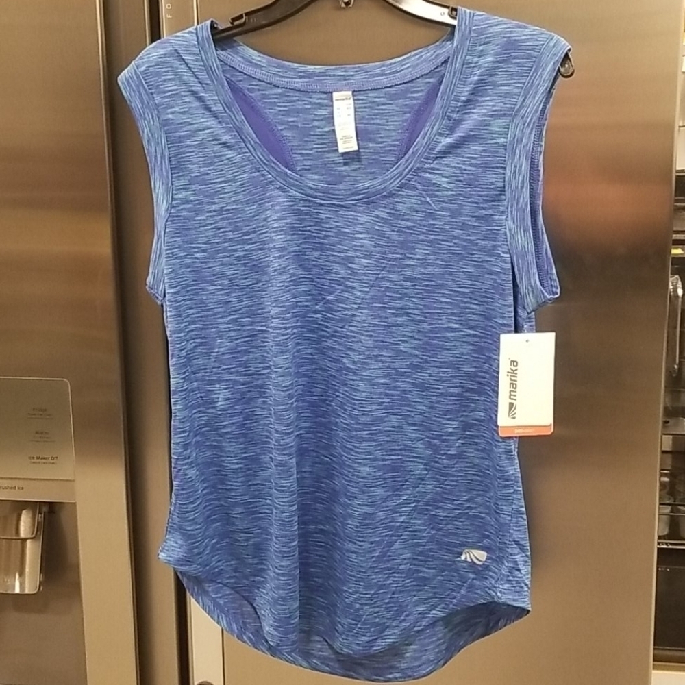 💕MARIKA💕 Dry-Wik Space Dye Sleeveless Mesh Top ~ Blue Space Dye Medium M NWT